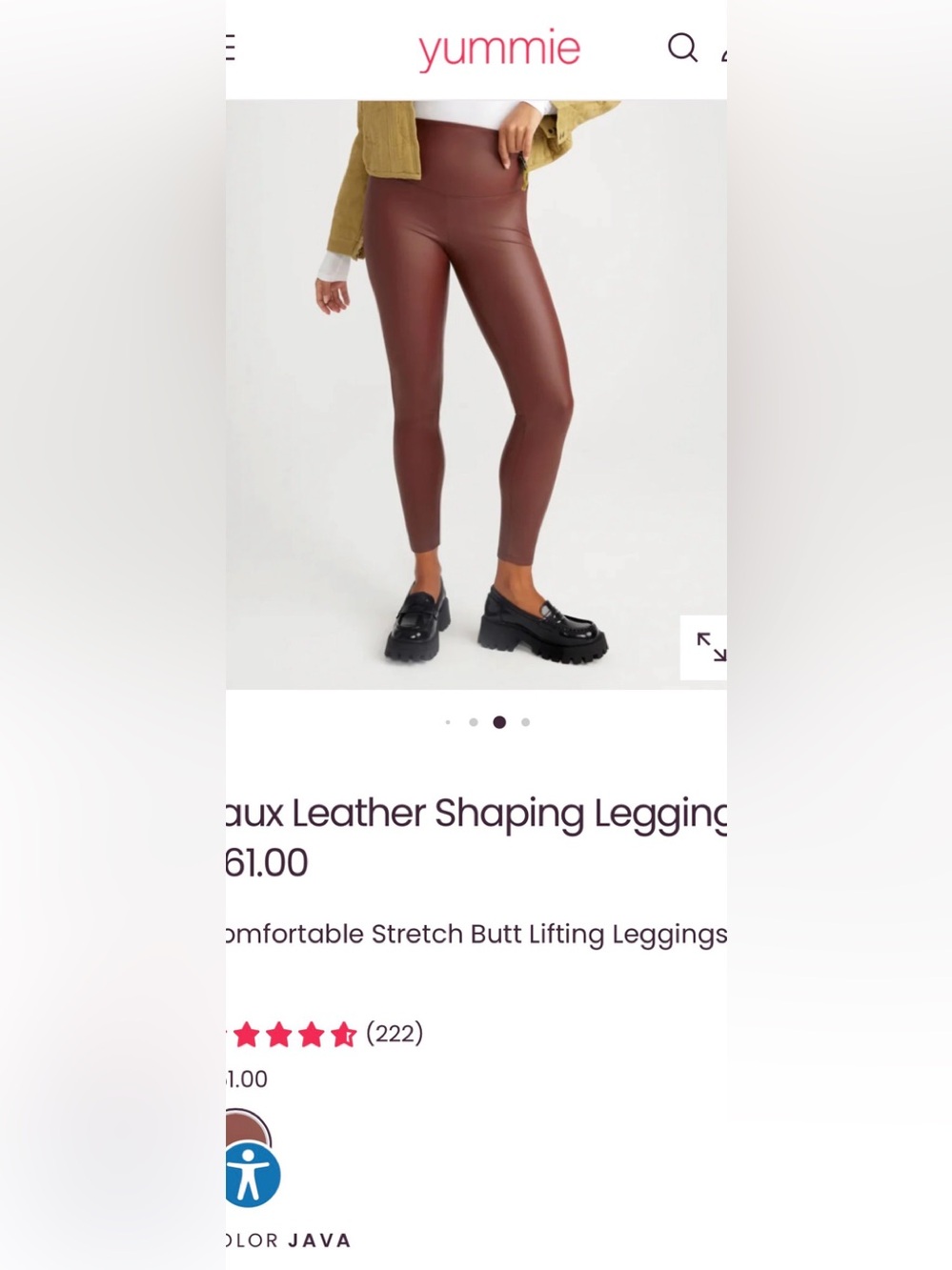 Faux Leather Shaping Leggings in Rich Brown